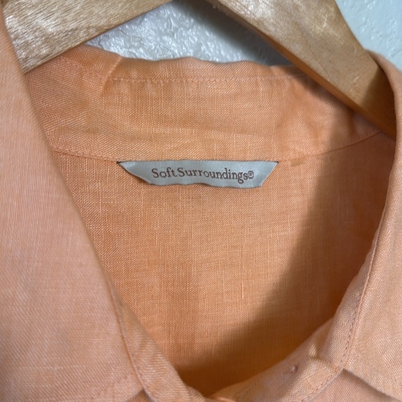 Soft Surroundings Medium Button Down Orange Ombre‎ Long Sleeve Top 100% Linen - Picture 3 of 5